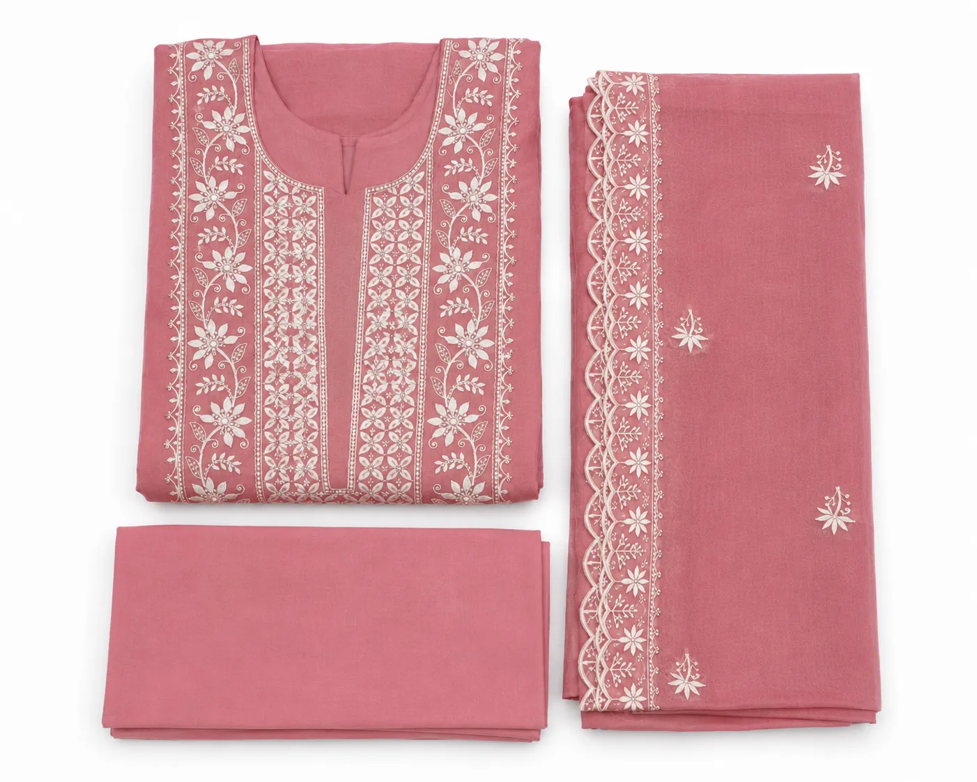 Salwar Suit Set – Baby Pink – Roman Silk Fabric - Image 4