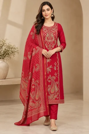 Salwar Suit Set - Jam Cotton - Rani Pink